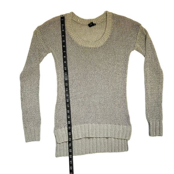 CLUB MONACO crew neck sweater loose knit metallic gray silver Sz Small - Picture 7 of 12